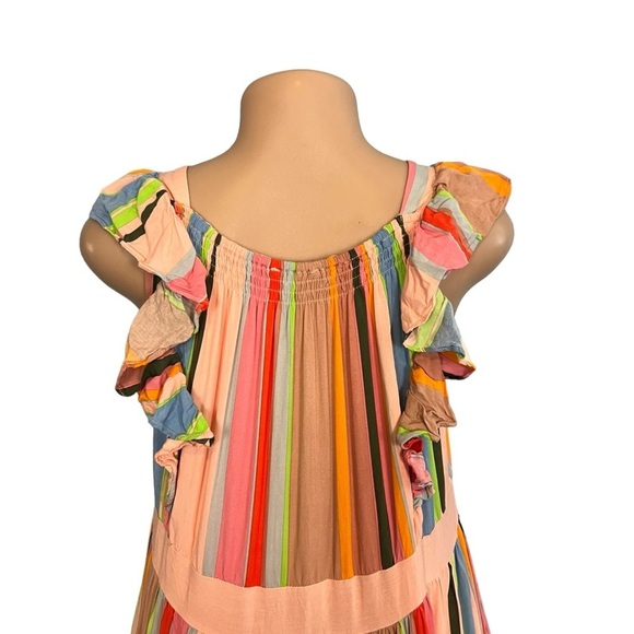 Entro Colorful Striped Tiered Midi Sundressc - Picture 8 of 9